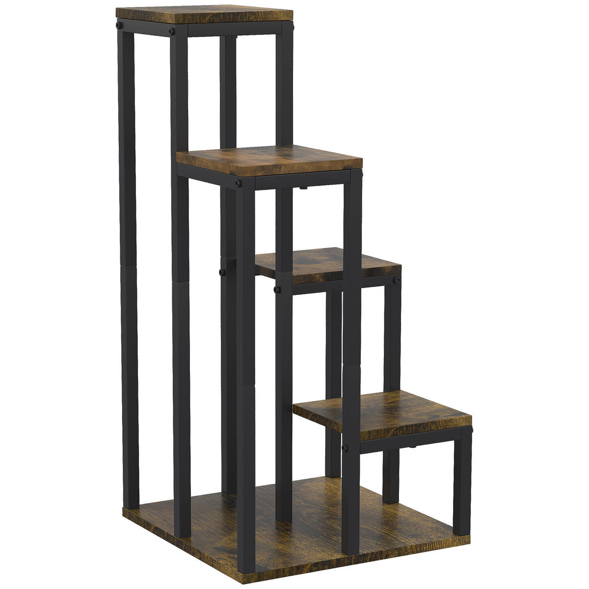 BLUMENSTÄNDER DE-05474 4 Ebenen, quadratisch Braun - Braun, Metall (40/40/81cm) - ComfortXL