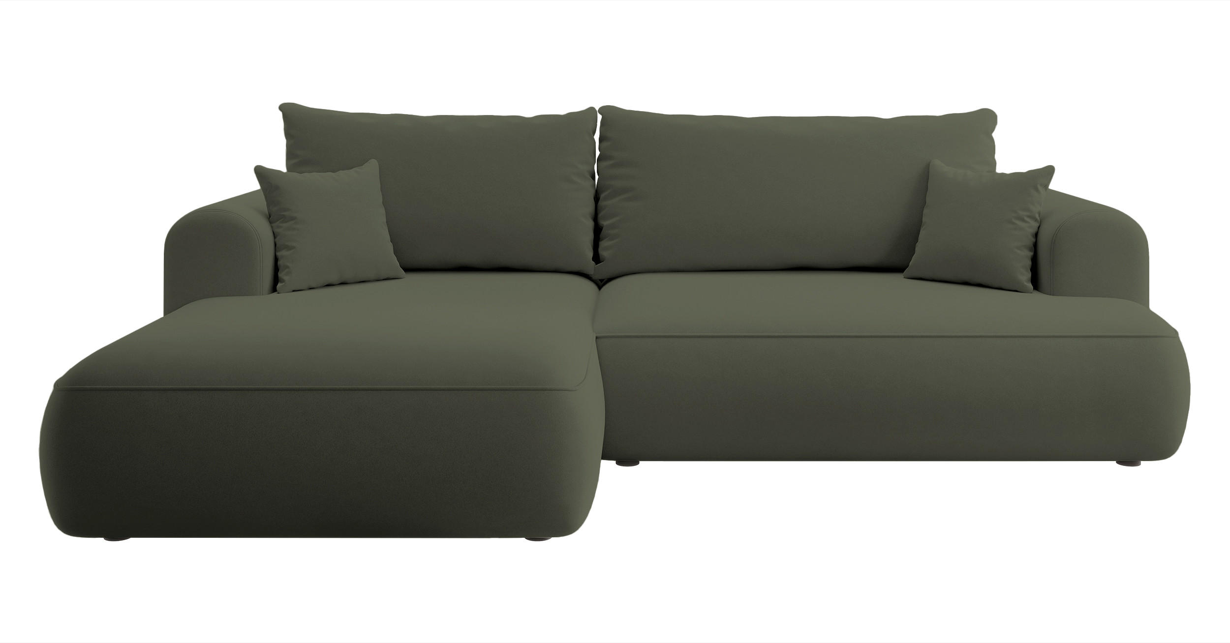 ECKSOFA Ovo Olivgrün Velours - Schwarz/Olivgrün, Kunststoff/Textil (260/165cm) - Selsey
