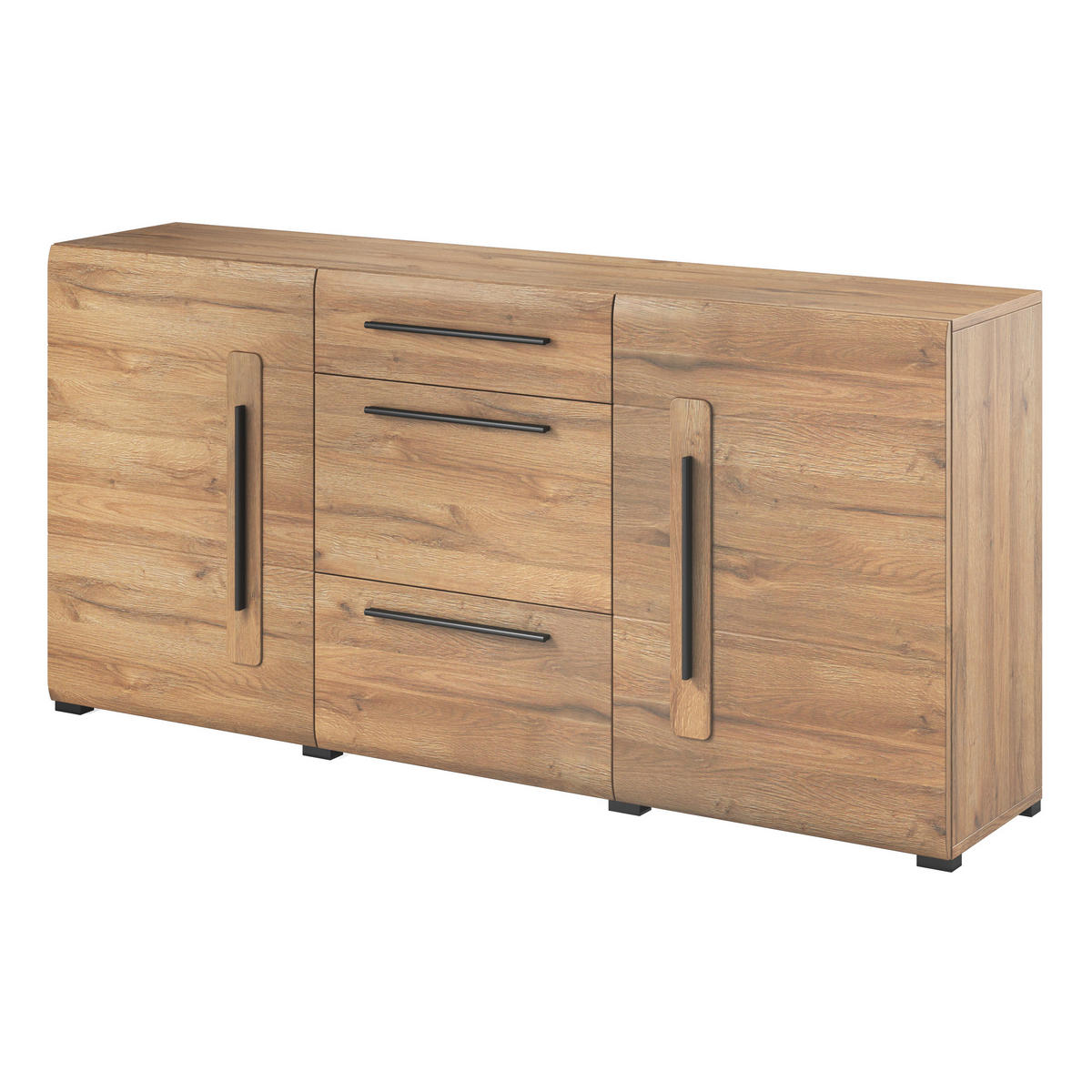 SIDEBOARD TULLIA 180/86/39 cm mit 3 Schubladen und 2 Türen Eichefarben - Eichefarben, Holzwerkstoff (180/86/39cm) - MASSENO