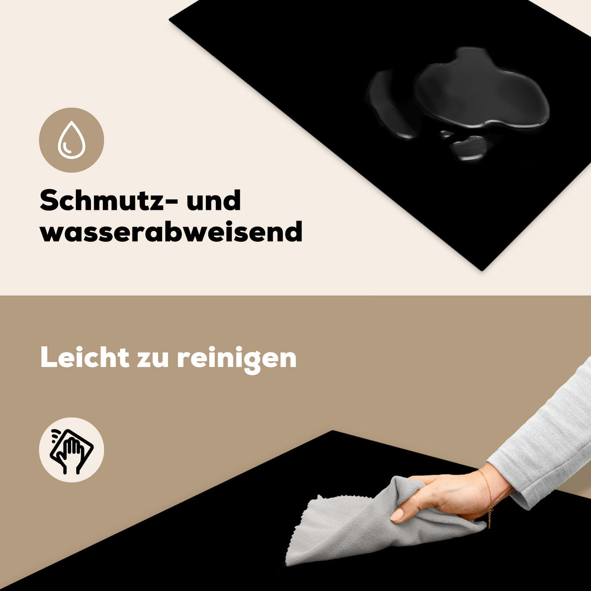 HERDABDECKPLATTE Schwarz - Einfarbig 83x51 cm - Schwarz, Kunststoff (83/0.2/51.5cm) - MuchoWow