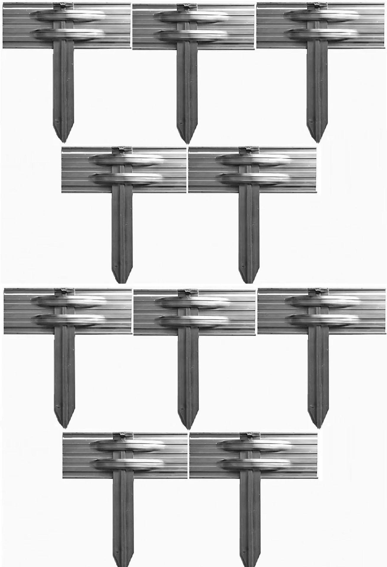 10ER Set Erdanker für Ultra Starke Alu Rasenkanten | Bodenanker Erdnägel - Edelstahlfarben, Metall (1/1/1cm) - Green-Split