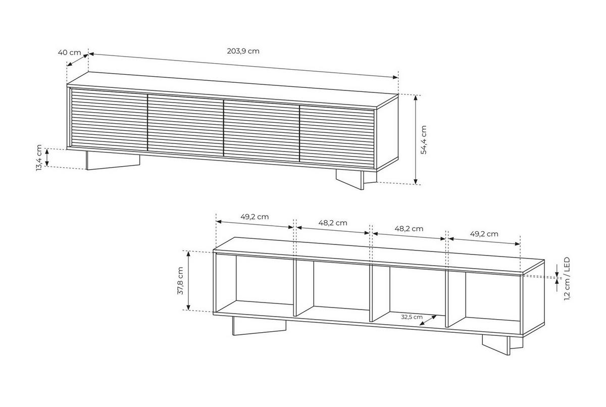 TV-SCHRANK 204 cm Spirit, LED, 4 Türen, Cappuccino - Eichefarben/Cappuccino, Holz (204/54/40cm) - Emporius