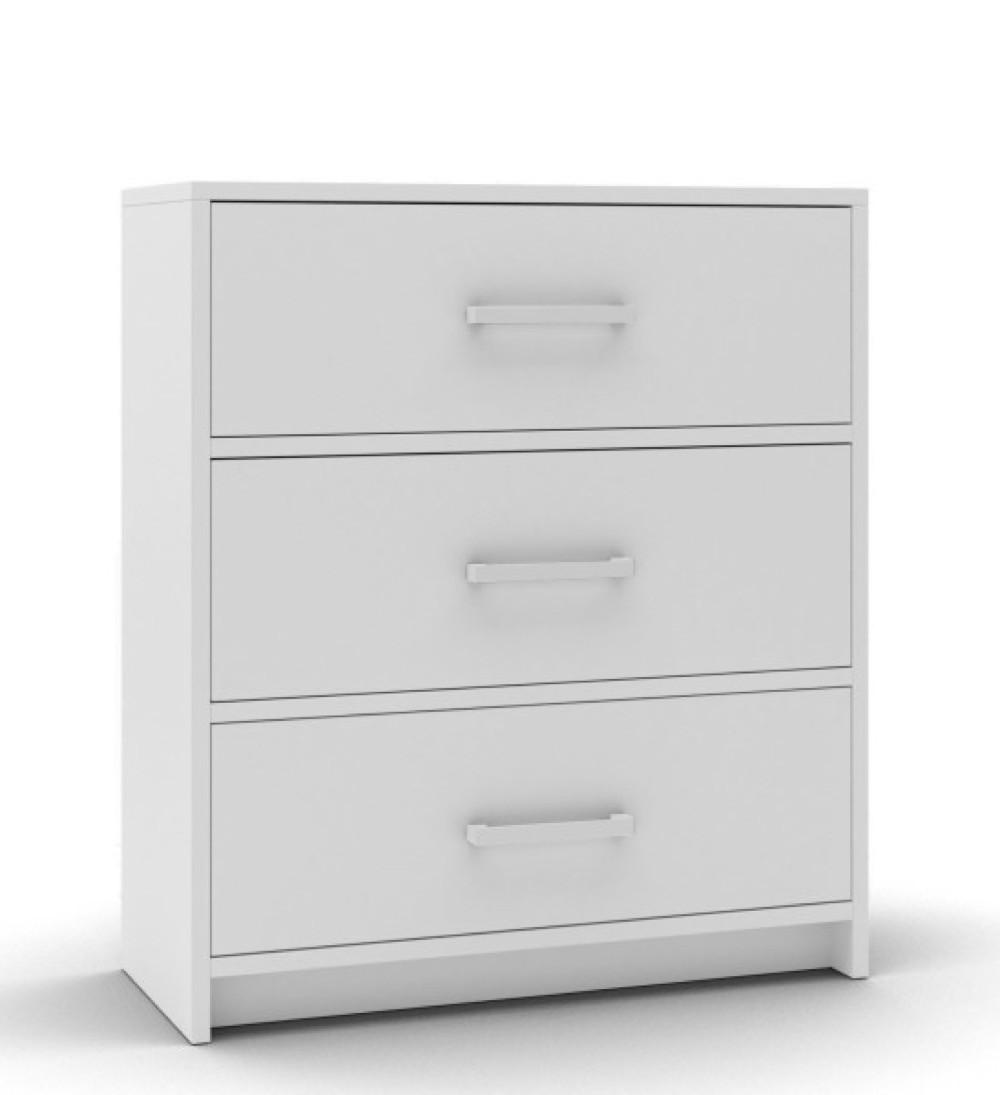 SIDEBOARD Weiß 3 Schubladen Silberne Griffe - Weiß, Holzwerkstoff (80/90/35cm) - Sepro Meble