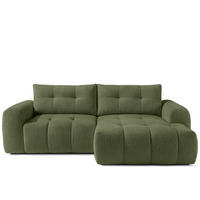 ECKSOFA RECHTS RAVIA, Bouclé, Olivgrün - Olivgrün, Holz/Textil (256/104cm) - KONSIMO®