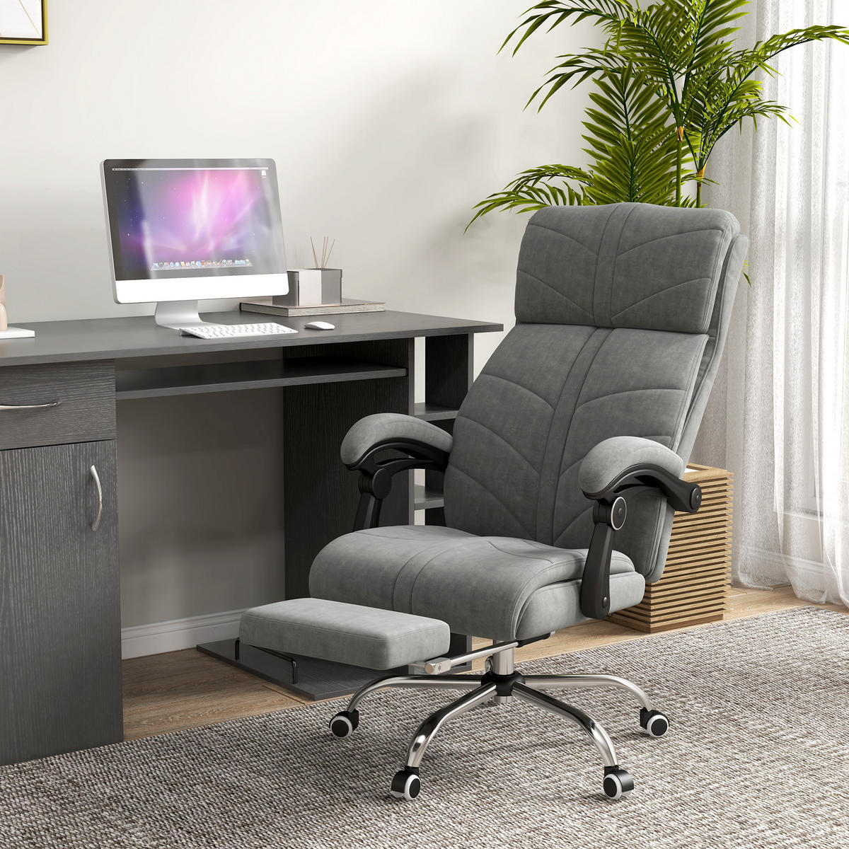 CHEFSESSEL DE-11803 mit Massage, Heizung & Neigefunktion Grau - Grau, Textil (70/117/64cm) - ComfortXL
