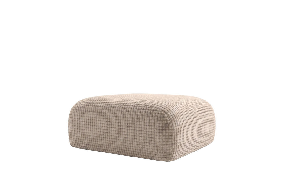 HOCKER, Sitzhocker, Chenille-Stoff Cremona, Beige, GRETA - Beige, Holz (91/40/89cm) - Kaiser Möbel