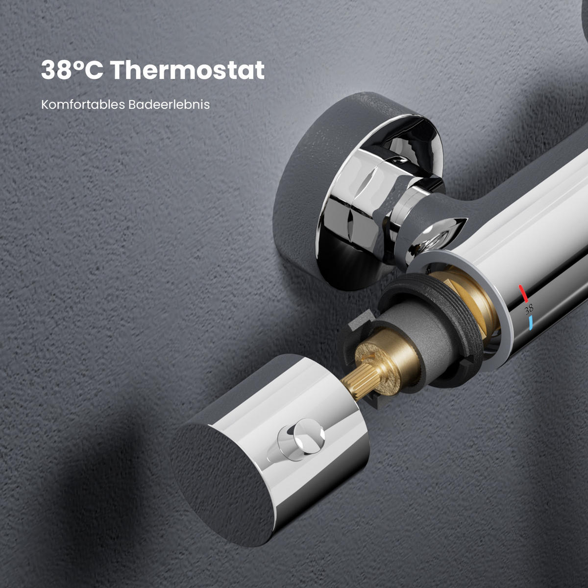 ÜBERKOPFBRAUSESET mit Thermostat Chrom - Chromfarben, Metall (27/124.4/50cm) - EMKE