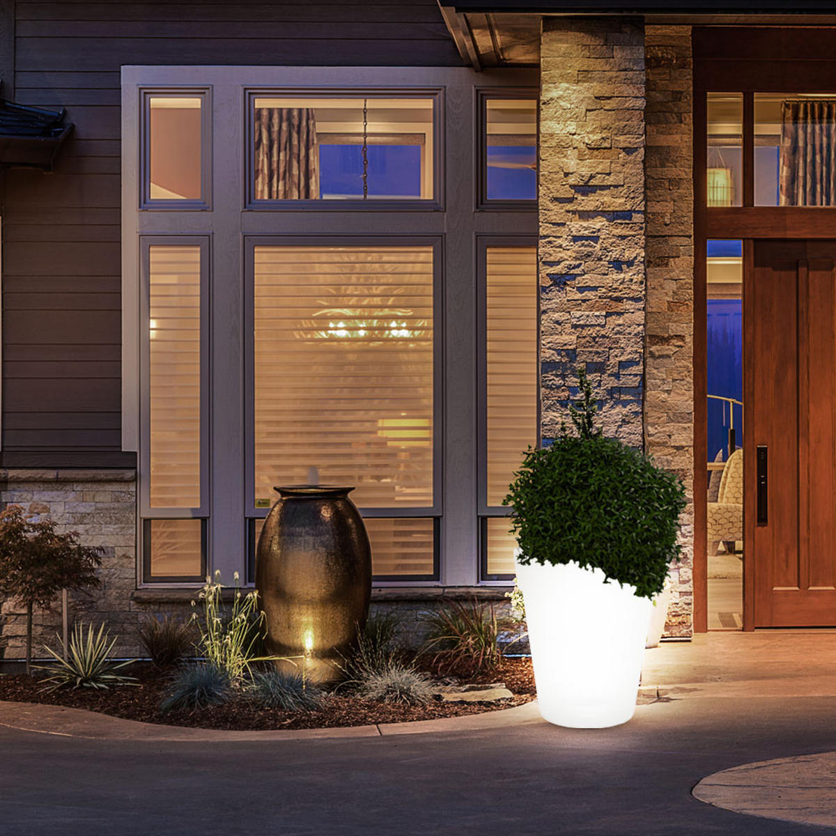 LED AUSSENLEUCHTE Solar Blumentöpfe Weiß 2er Set - Weiß, Kunststoff (16.7/16.7/19.5cm)