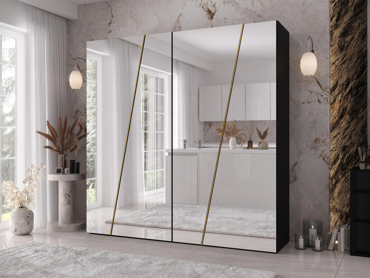 DREHTÜRENSCHRANK Zen 4L 200 cm - Goldfarben/Schwarz, Holzwerkstoff/Kunststoff (200/202/50cm) - MIRJAN24