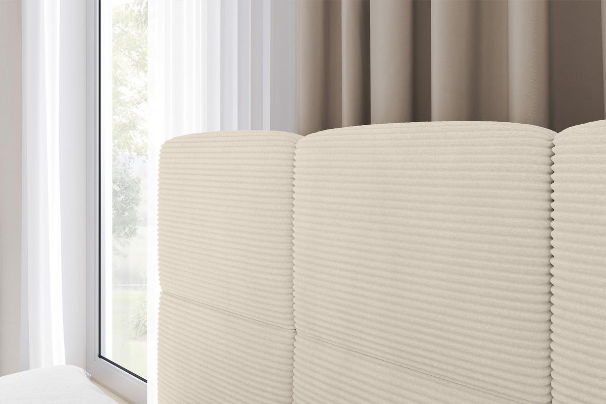 EINZELBETT Jugendbett mit Bettkasten Rechts, ohne Matratze - LIVY 80x200 Beige - Sandfarben, Holzwerkstoff/Textil (80/200cm) - ALTDECOR