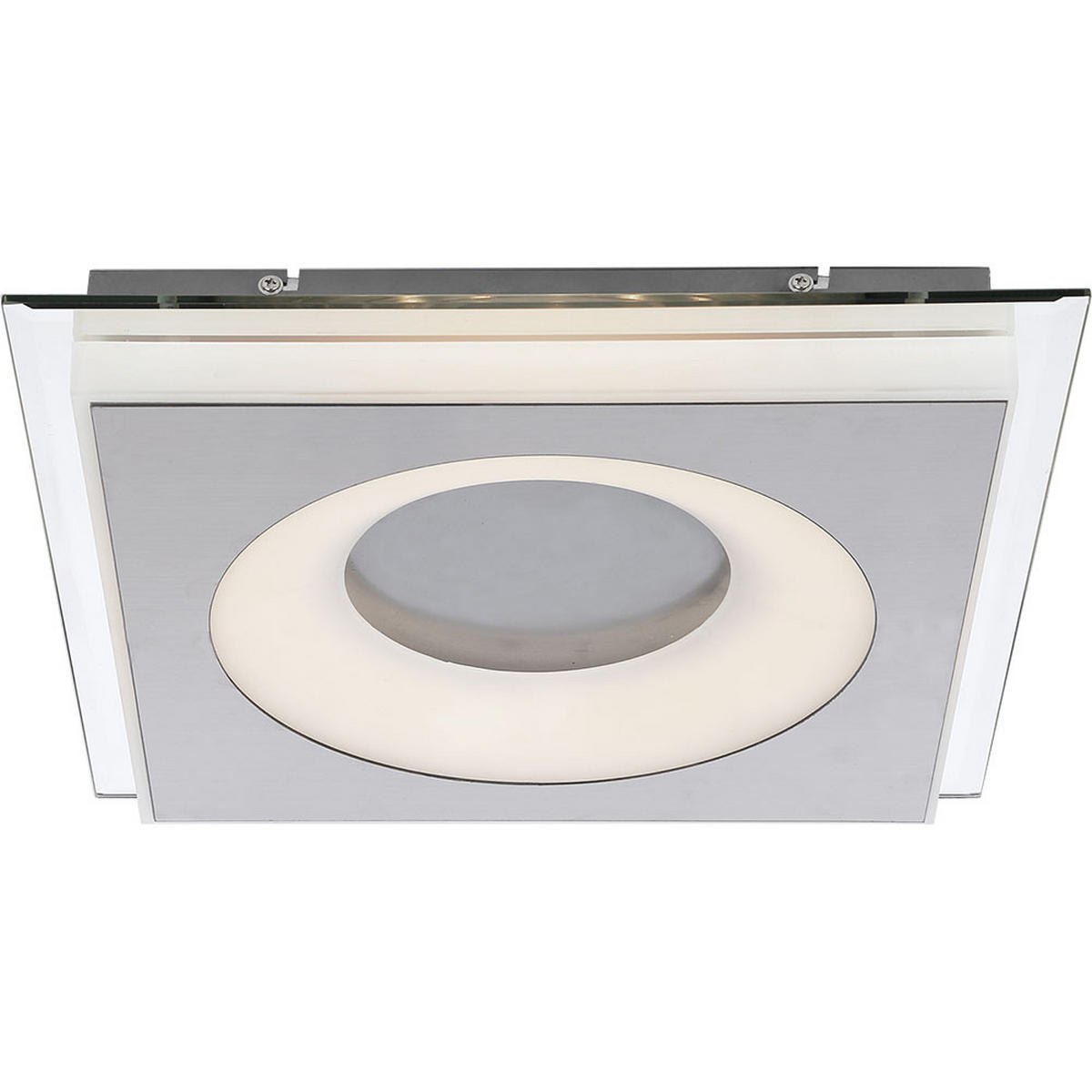 LED DECKENLEUCHTE Metall Silber satiniert - Silberfarben, Metall (34/34/5.5cm) - Globo Lighting