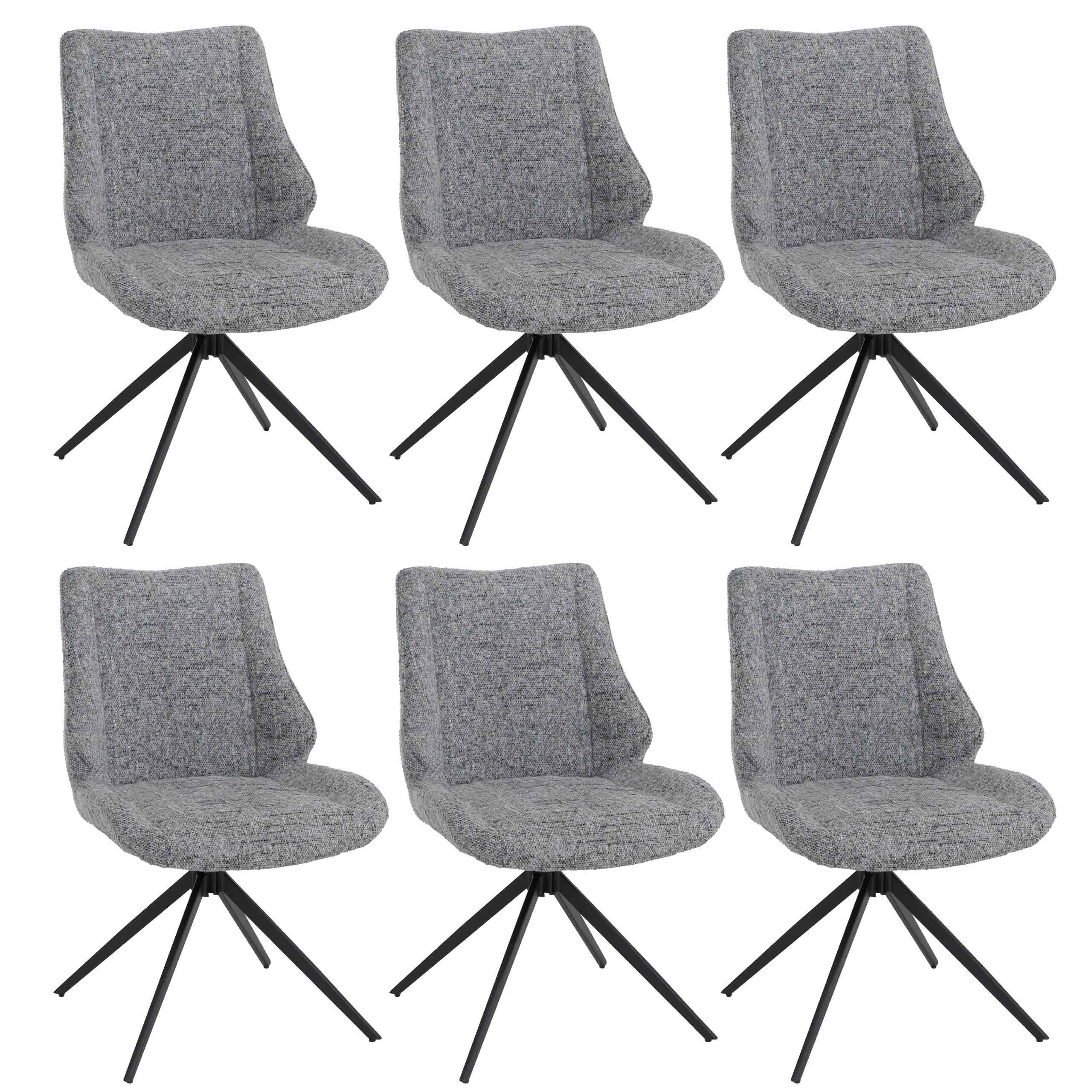 ESSZIMMERSTUHL Schwarz, Grau 6er-Set - Hellgrau/Schwarz, Textil (55/88/63cm) - MCW