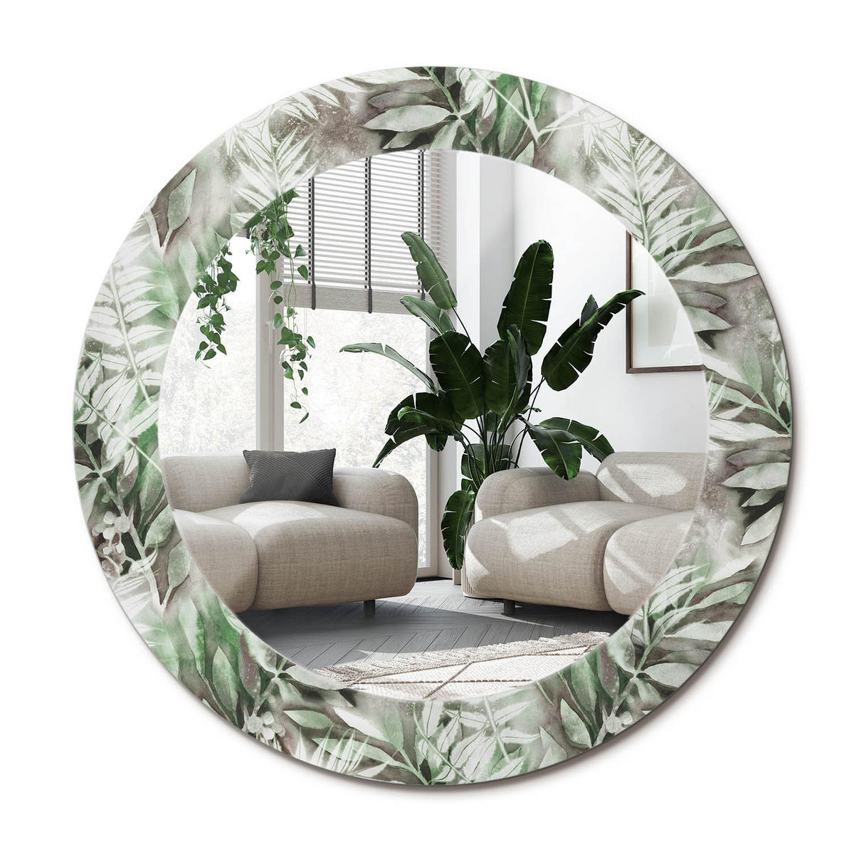 SPIEGEL Rund Ø 60 cm mit Aufdruck - Multicolor, Glas (60/60/0.4cm) - Wallfluent