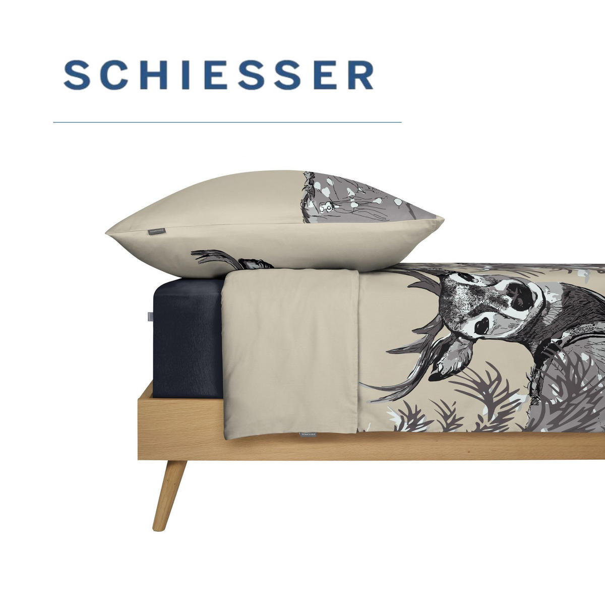 BETTWÄSCHESET Holi - Feinbiber - 2-teilig - 135x200 cm - Grau - Grau, Textil (135/200cm) - SCHIESSER