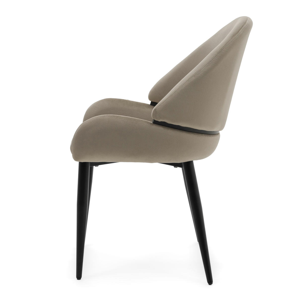 STUHL BERGAMO gepolsterter mit Steppung - dunkelbeige - Samt Velour - Beige/Schwarz, Textil/Metall (56/91/61cm) - NEW HOME