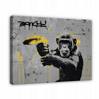 LEINWANDBILD Abstrakt Banksy Affe 60x40 - Multicolor, Holzwerkstoff (60/40cm) - Wallarena