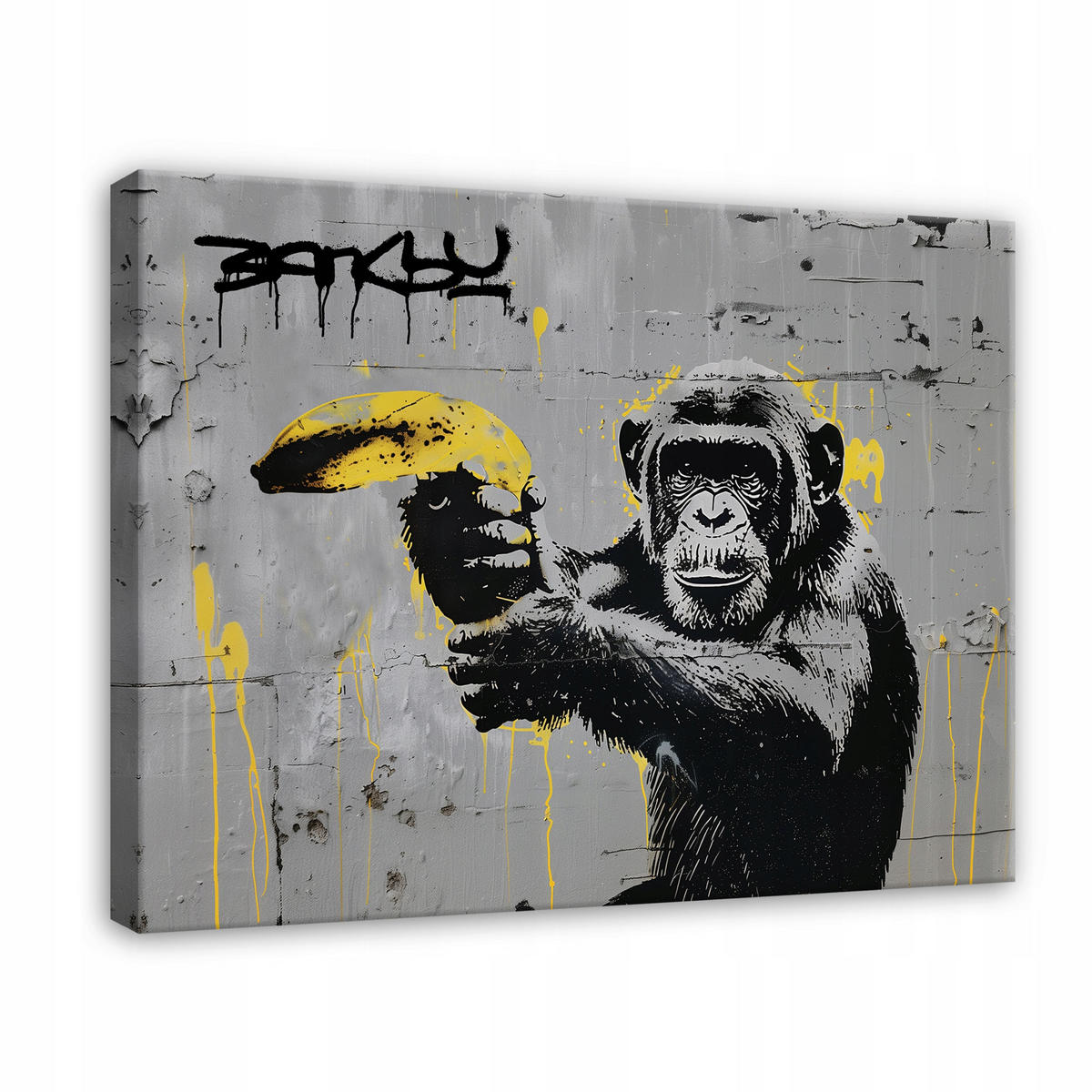 LEINWANDBILD Abstrakt Banksy Affe 60x40 - Multicolor, Holzwerkstoff (60/40cm) - Wallarena