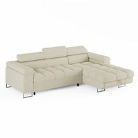 ECKSOFA CLOUD Rechts Creme L-Form Bouclé-Stoff mit Schlaffunktion und Bettkasten - Chromfarben/Creme, Holz/Metall (175/235cm) - Barchello