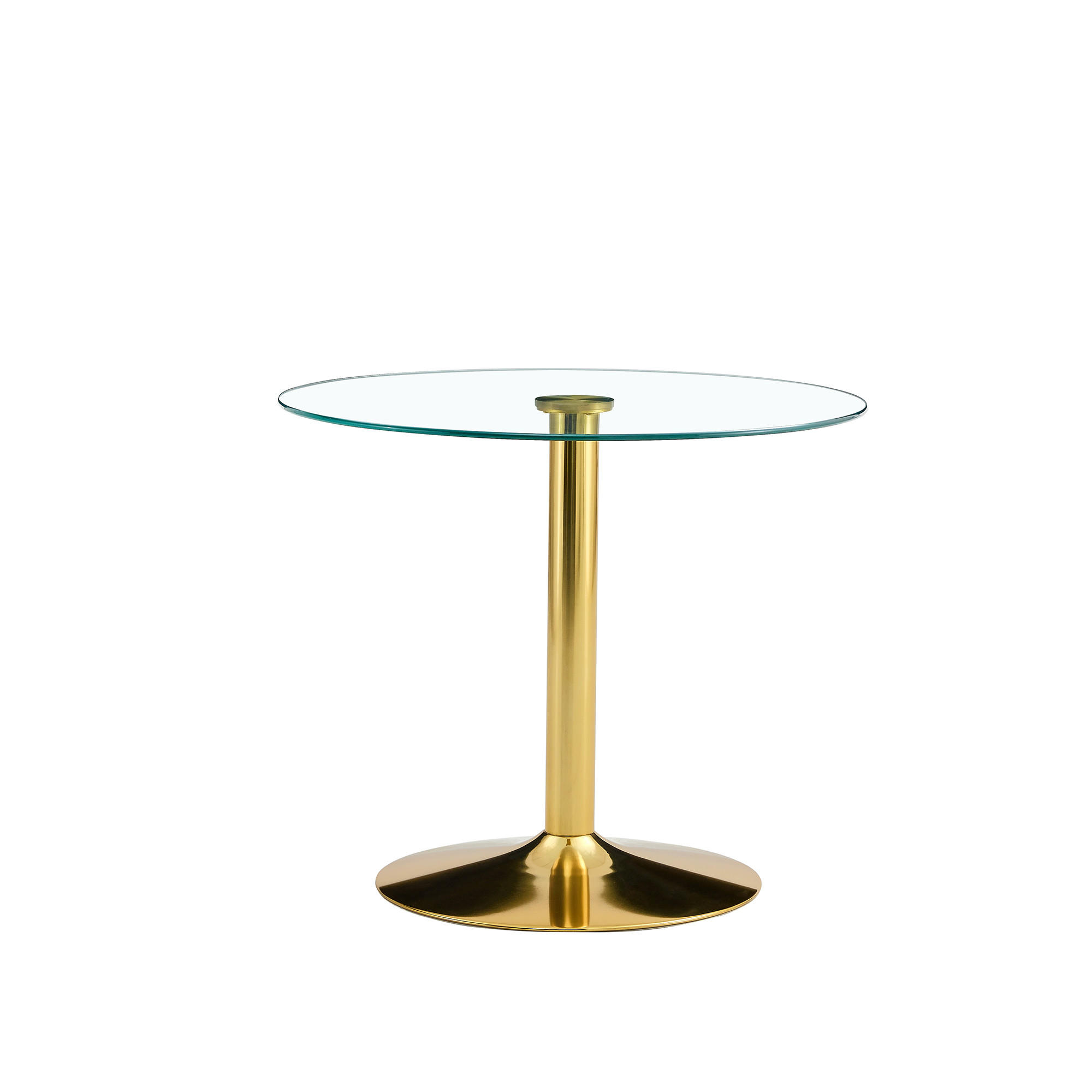 BARTISCH 85/85/76 cm mit Glasplatte und Metallgestell in Gold - Goldfarben, Holzwerkstoff (85/85/76cm) - BEAOK
