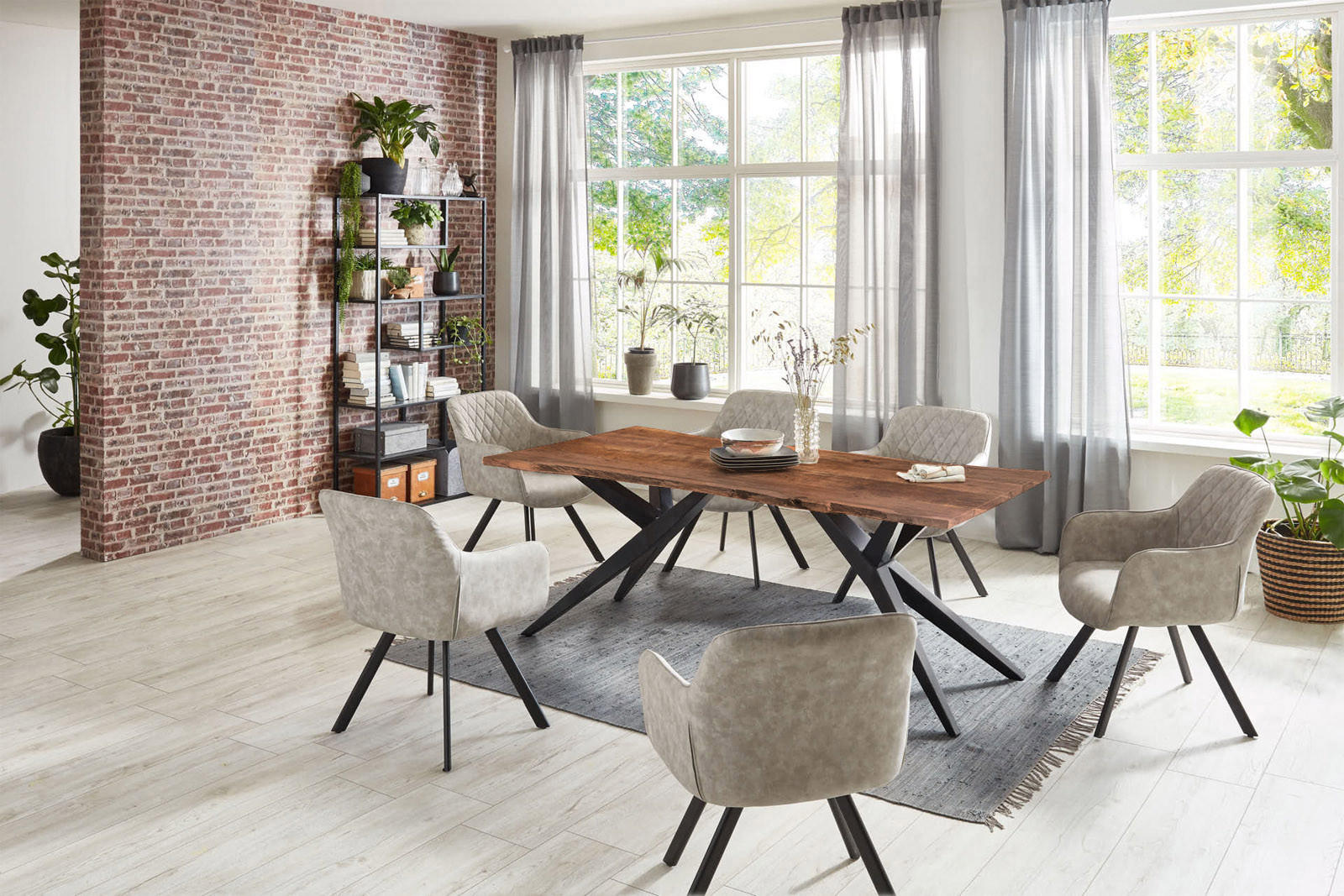 ESSTISCH CONNI - Schwarz/Braun, Holz/Metall (100/280/77cm) - SAM