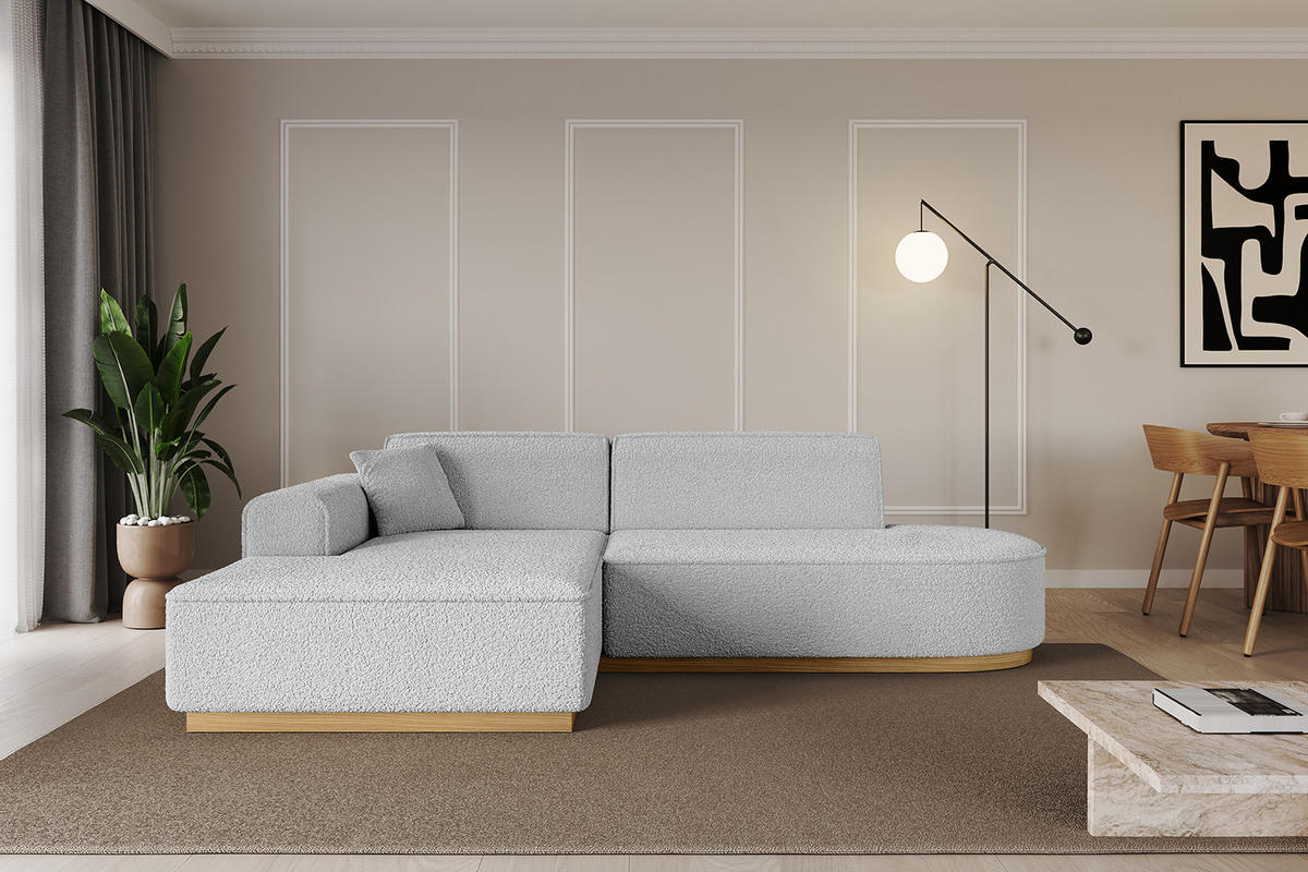 ECKSOFA Ottomane Links IREA-L1-v2 - 232x165x80 cm Hellgrau - Hellgrau, Holzwerkstoff/Textil (232/165cm) - ALTDECOR