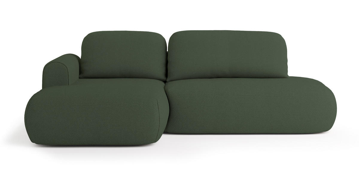 ECKSOFA NUVIRA L-S Grün Geflochtener Stoff mit Schlaffunktion - Grün, Holz (274/165cm) - MASSENO