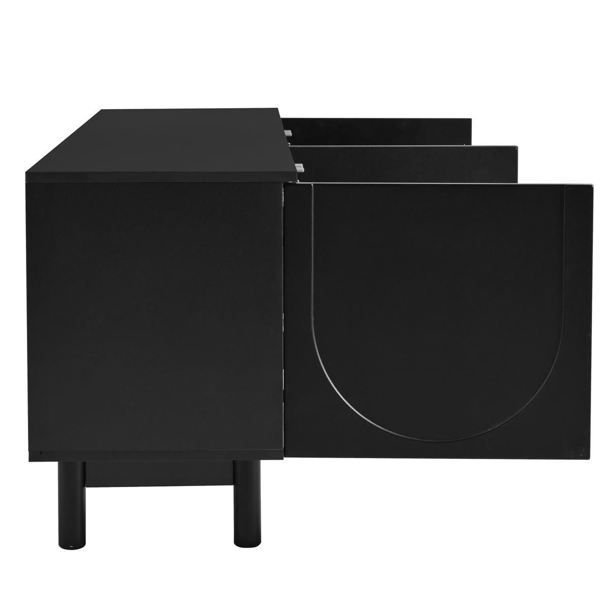 TV-SCHRANK aus MDF und Spanplatte 175x38x56 cm Schwarz mit Push-to-Open und verstellbaren Einlegeböden - Schwarz, Holzwerkstoff (175/56/38cm) - Modfu