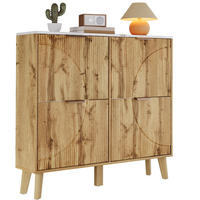 SCHUHSCHRANK mit 4 Klapptüren 105 x 24 x 95,5 cm MDF Natural - Naturfarben, Holz (24/95.5/105cm) - Beauniv