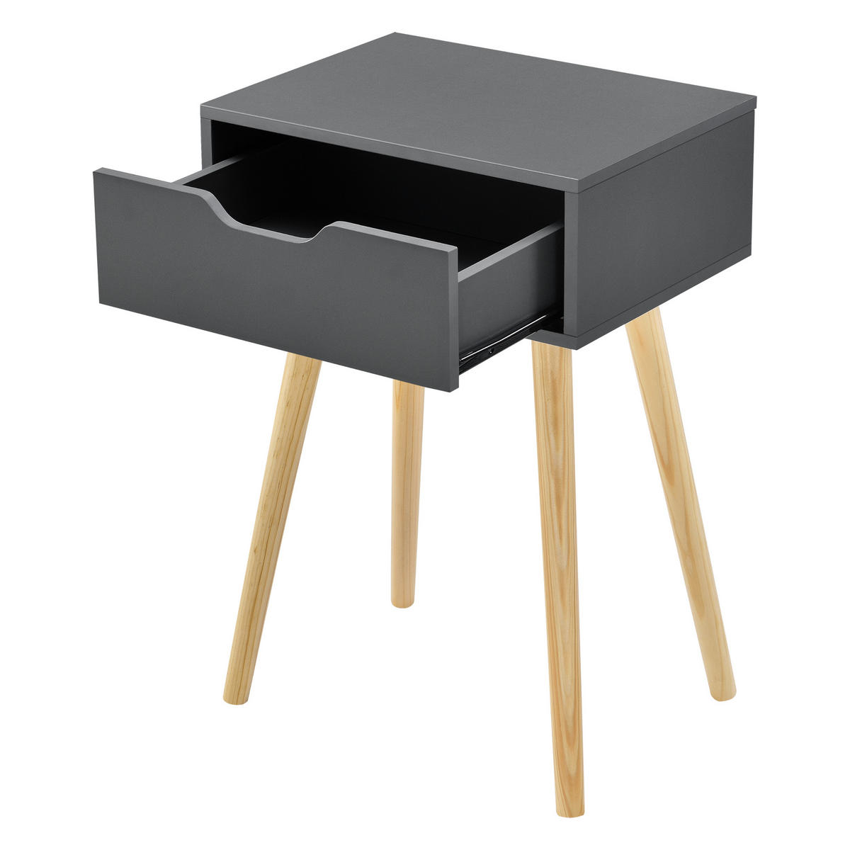 BEISTELLTISCH-SET 2 TLG. Östersund - Dunkelgrau/Naturfarben, Holz/Holzwerkstoff (29.5/40/60cm) - [en.casa]