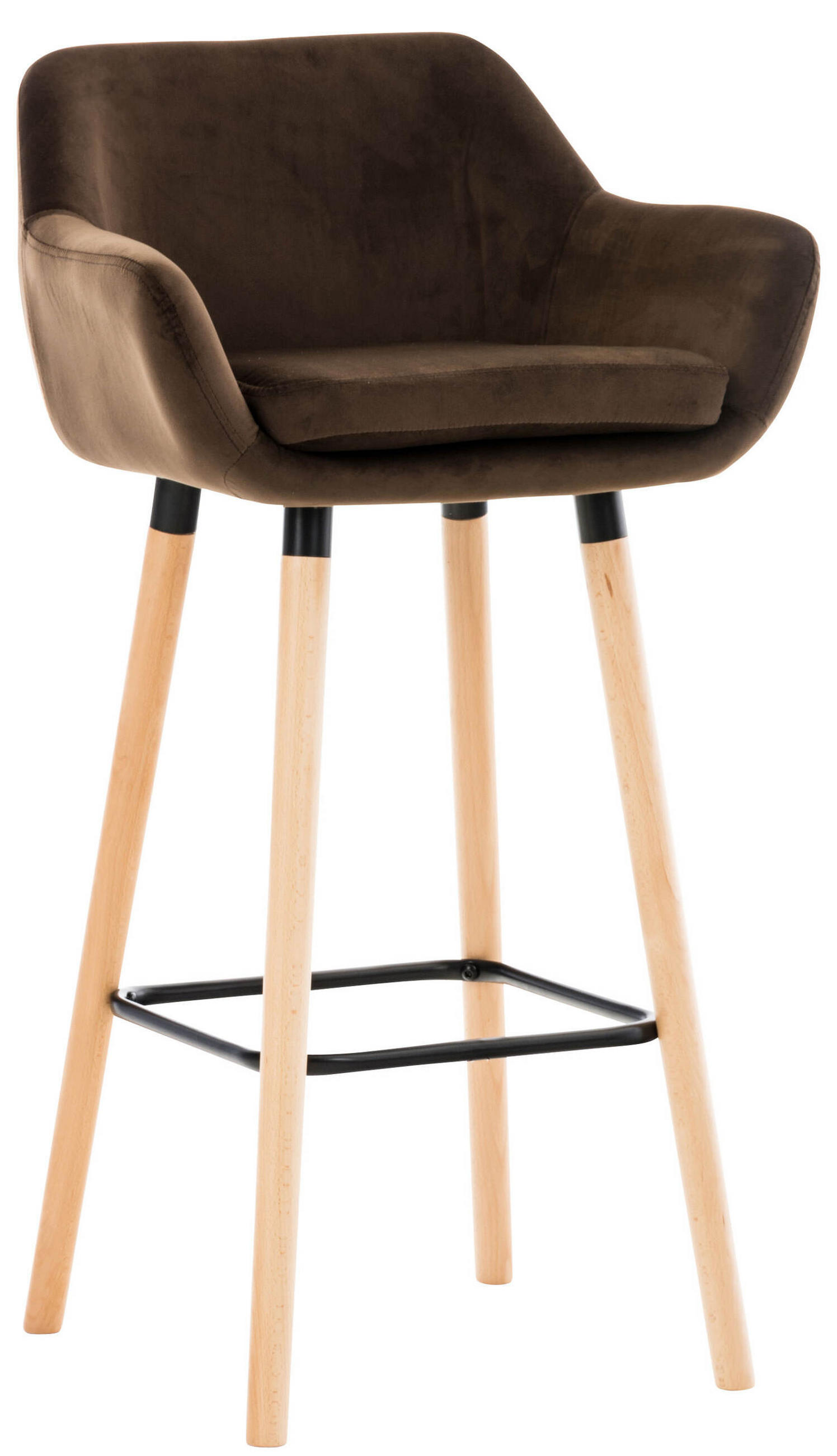 BARHOCKER Grande, Gestell Holz, Samt Braun - Braun, Holz/Textil (55/99/46cm) - TPFLiving