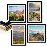 WANDBILDER 4er-Set - 50x50 cm & 40x60 cm Schwarzer Rahmen - Bergblumen Himmelsweg - Schwarz, Kunststoff (50/50cm) - ArtPrintCave