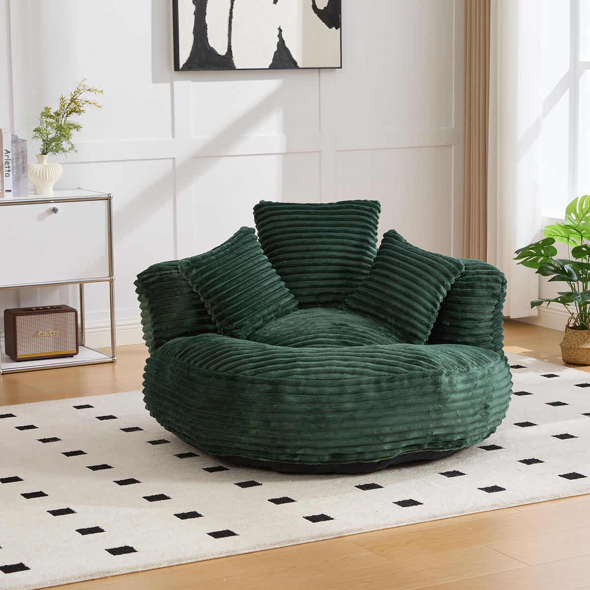 SITZSACK Cord Smaragdgrün mit Kissen - Jadegrün, Textil (108/52/108cm) - WISHDOR