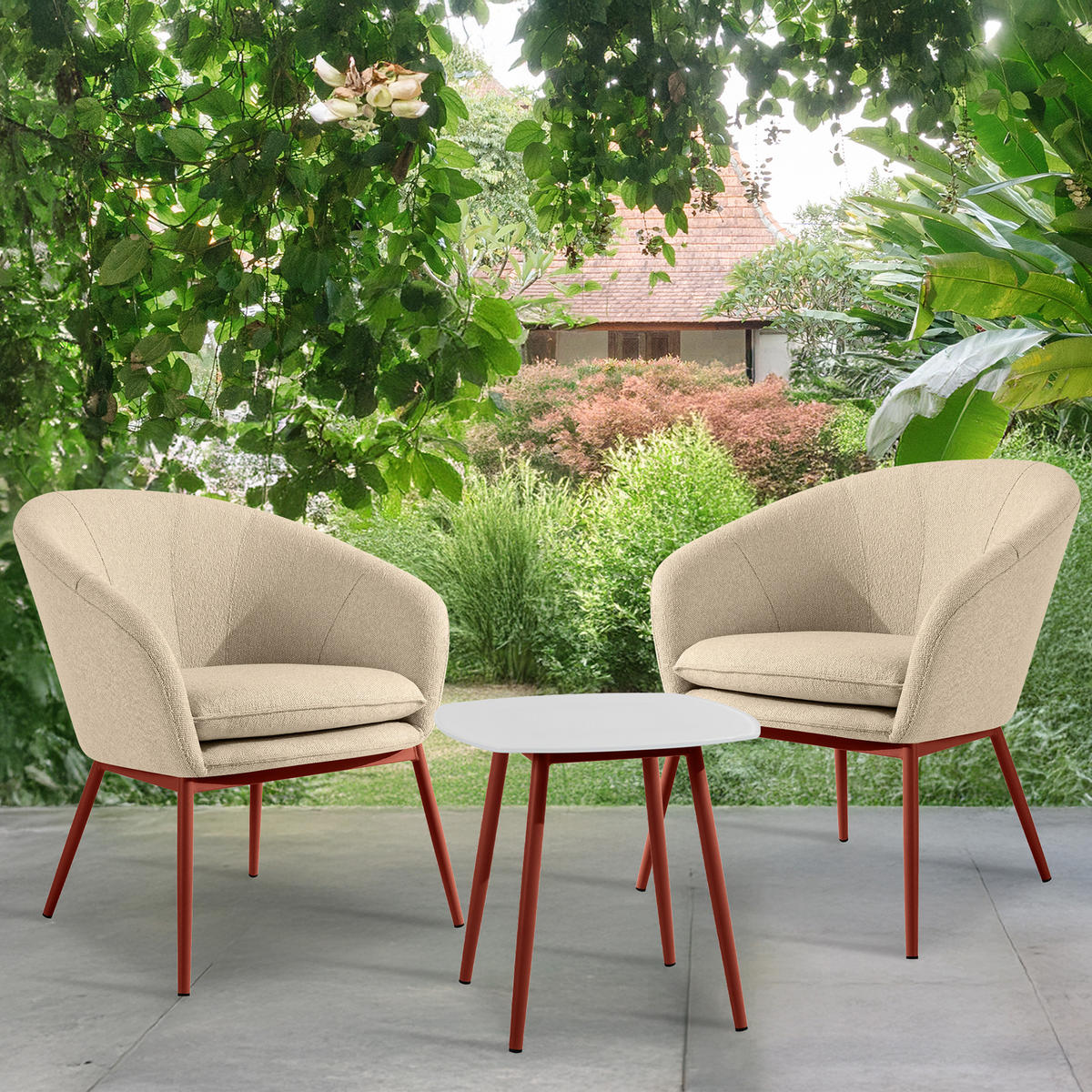 GARTENSESSEL SOLIS Loungesessel, - Creme, Textil/Metall (69/76/66cm) - KONSIMO®