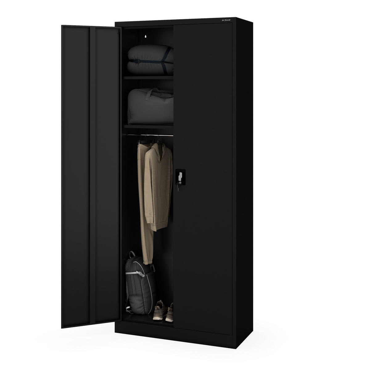 HAUSWIRTSCHAFTSSCHRANK DAWID 220 - Schwarz, Metall (90/220/45cm) - Jan Nowak