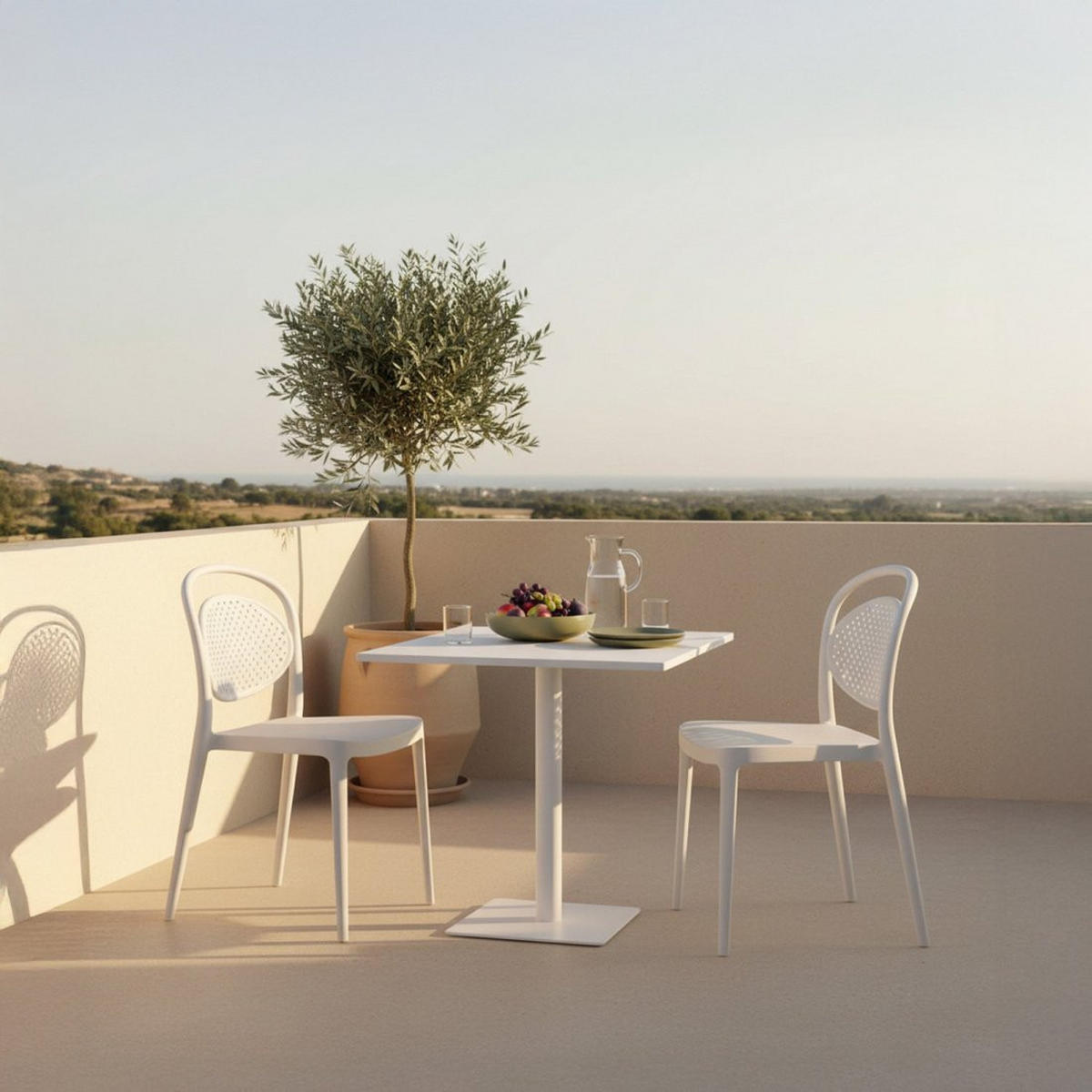 GARTENSTUHL Kira Weiß 43 cm x 80 cm 4er-Set - Weiß, Kunststoff (43/80/53cm) - Klast Home