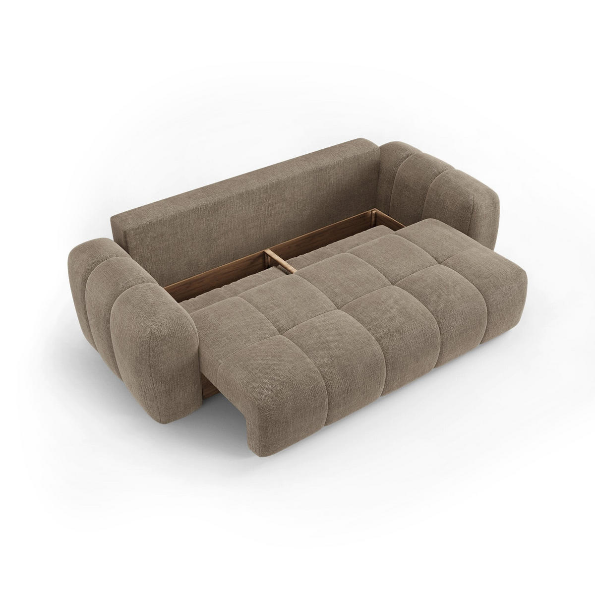 SCHLAFSOFA mit Stauraum SKY Köpergewebe Taupe 260cm - Taupe, Textil (260/75/100cm) - Premium Interiors