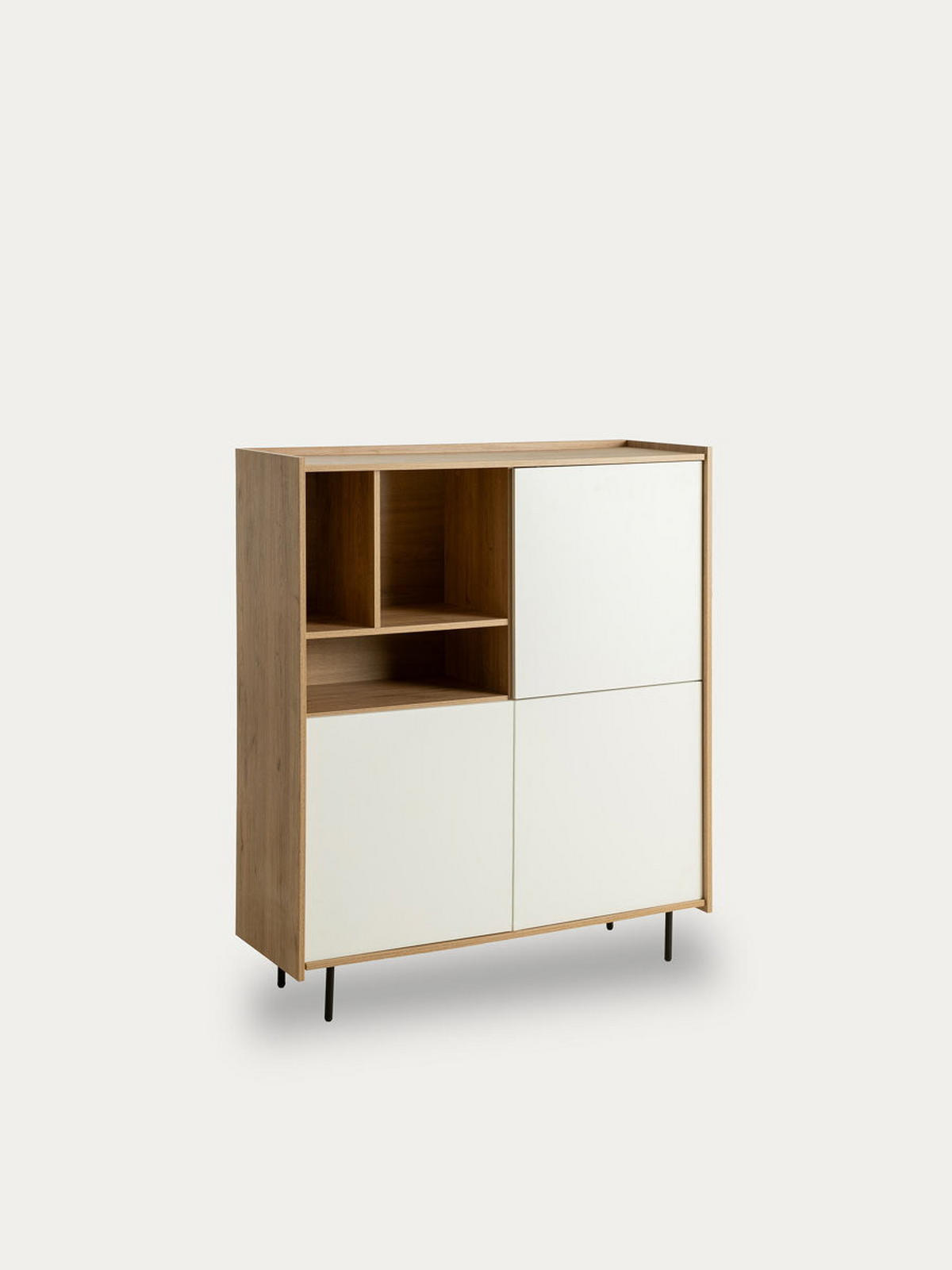 HIGHBOARD Nadine Natur - Weiß 120 cm x 138 cm - Braun, Holzwerkstoff (120/138/41cm) - Kenay Home