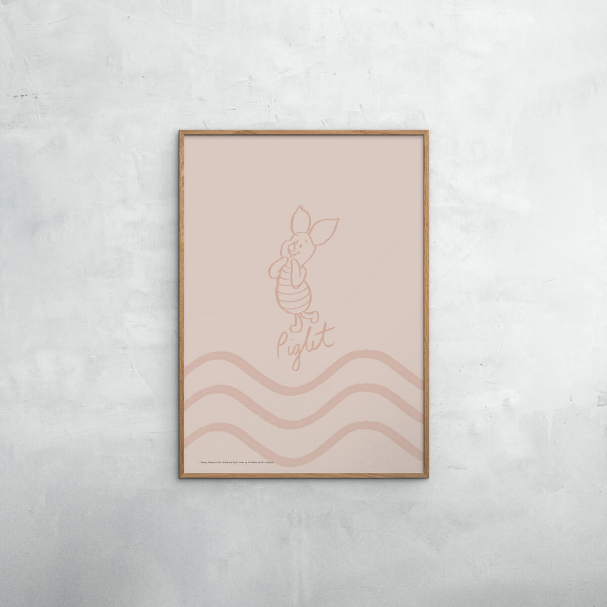 POSTER mit Rahmen Disney - Disney - Piglet Soft Pink Waves - Pink/Eichefarben, Holz/Papier (30/40cm) - Poster&Frame