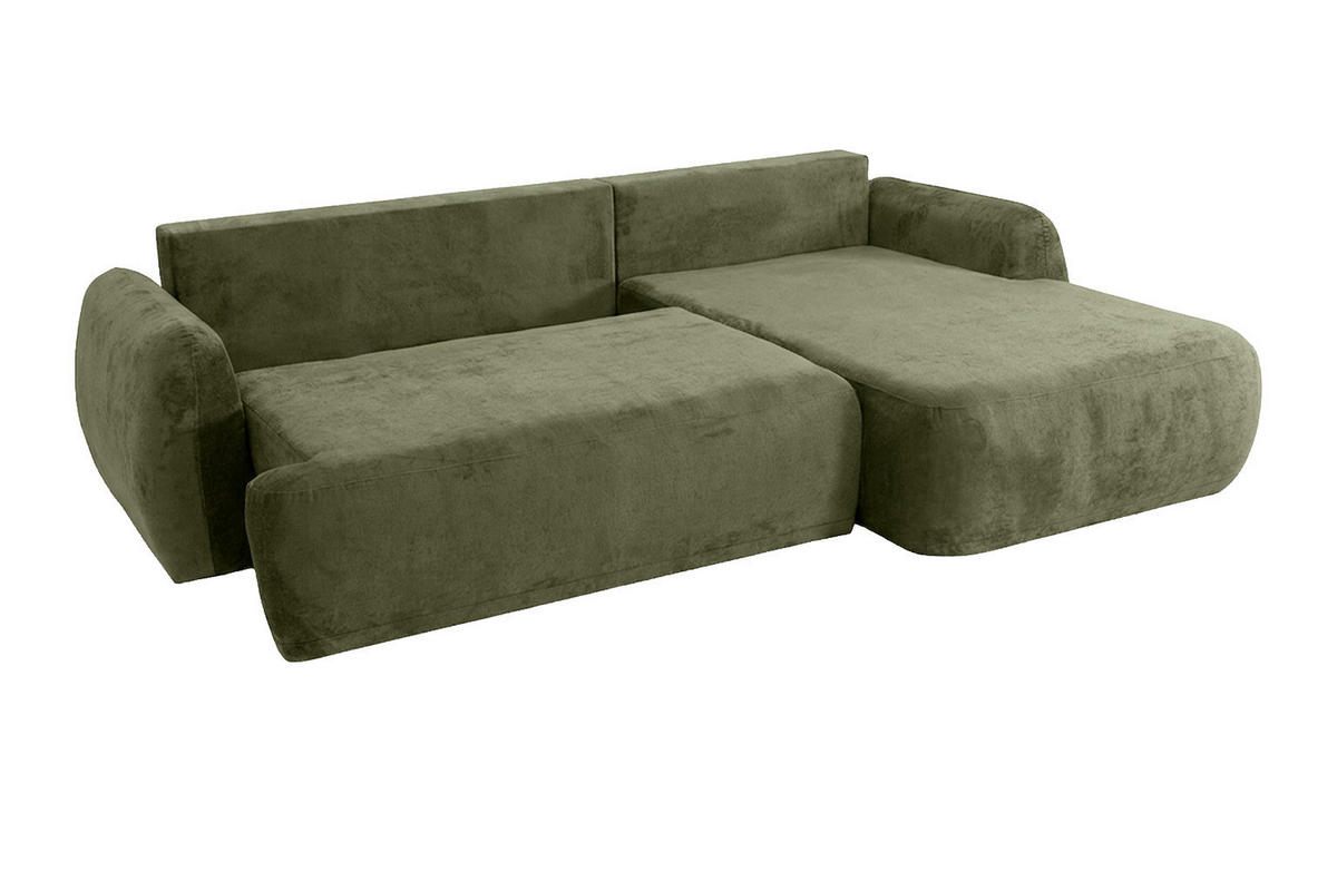 ECKSOFA Mit Schlaffunktion Und Bettkasten, Chenille-Stoff Perfecto, Grün, Rechts, HELA II - Grün, Holz (280/184cm) - Kaiser Möbel