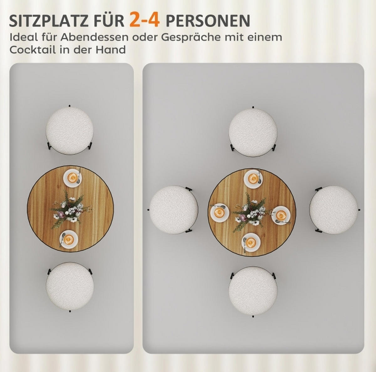 ESSTISCH 70/70/76 cm eiche platzsparend mit stabiler Rundbasis aus Holz - Eichefarben, Holz (70/70/76cm) - OKWISH