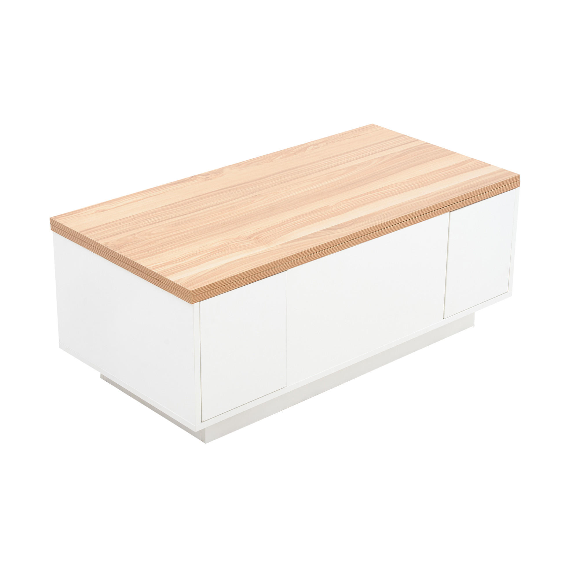 COUCHTISCH 100/50/55,5 cm mit Doppel-Hebemechanismus und verstecktem Stauraum aus Spanplatte, Weiß - Weiß, Holzwerkstoff (100/50/40cm) - Redom