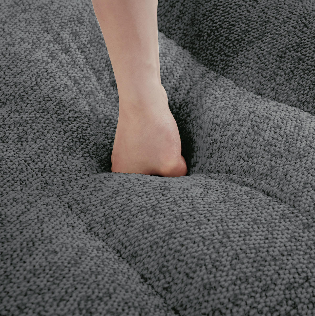 SOFA modular Eckform Granular Fleece Grey - Grau, Kunststoff (104/79/366cm) - Meubliv