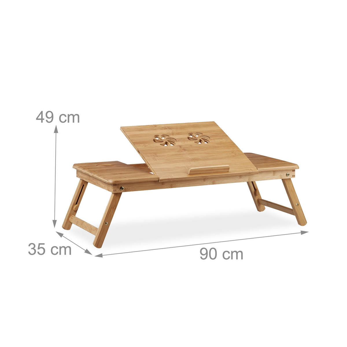 STOLÍK Prírodná farba bambus výškovo nastaviteľný 90x35 cm - svetlohnedá, drevo (35/90/49cm) - Relaxdays