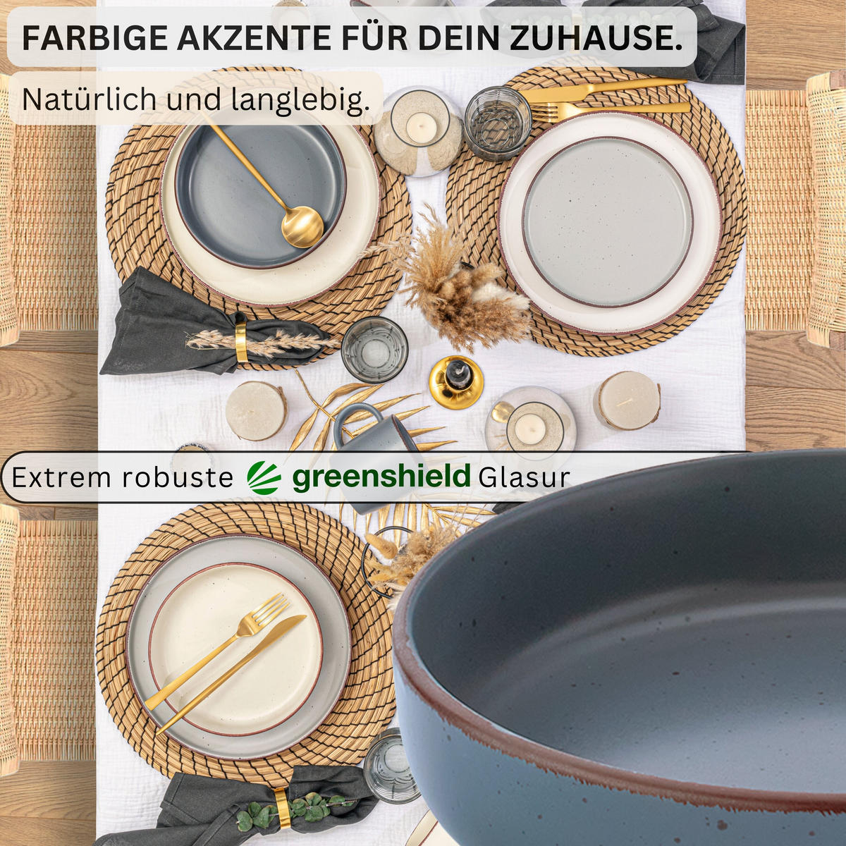 PASTASCHALEN BOMBAY MOONLIGHT - 4 teilig aus Steingut - Creme/Grau, Stein (20.5cm) - Sänger