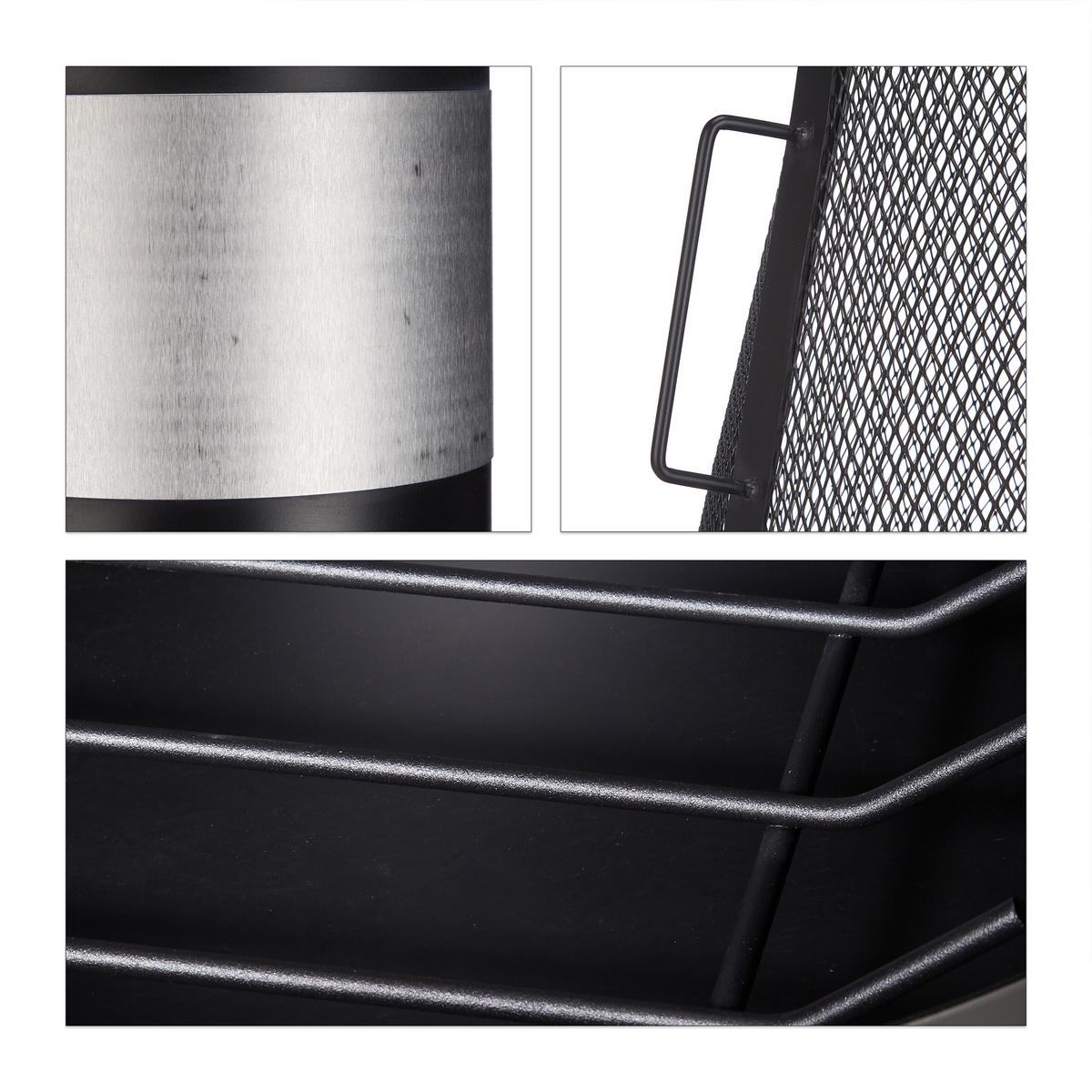 TERRASSENOFEN - Schwarz, Metall (47/120/47cm) - Relaxdays