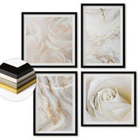 WANDBILDER 4er-Set - 50x50 cm & 40x60 cm Schwarzer Rahmen - Elegante Marmormuster - Schwarz, Kunststoff (50/50cm) - ArtPrintCave