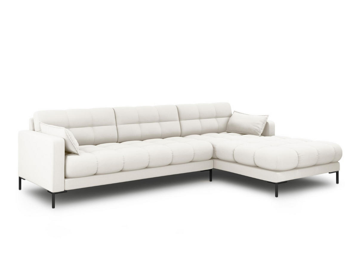 ECKSOFA rechts Mamaia aus strukturiertem Stoff leichtes beige 5 Sitzplätze - Creme, Textil (185/293cm) - Micadoni