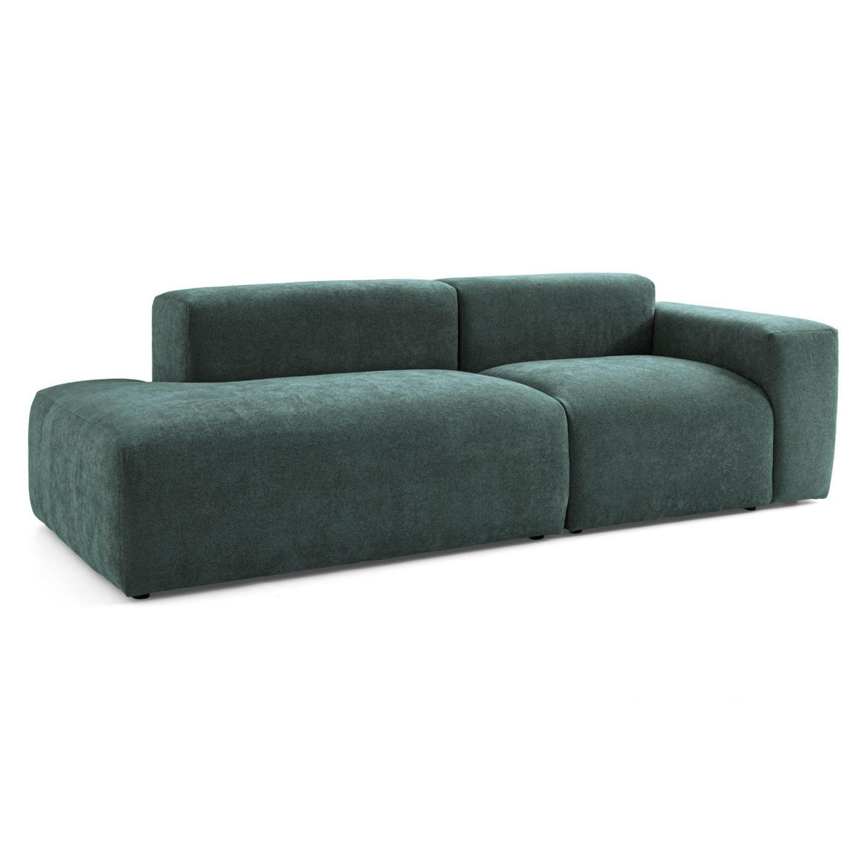 3-SITZER modulares Sofa HEAVEN SET 1 Links, Breite 255 cm Webstoff Dunkelgrün - Dunkelgrün/Schwarz, Holz/Kunststoff (255/71/102cm) - Muffo
