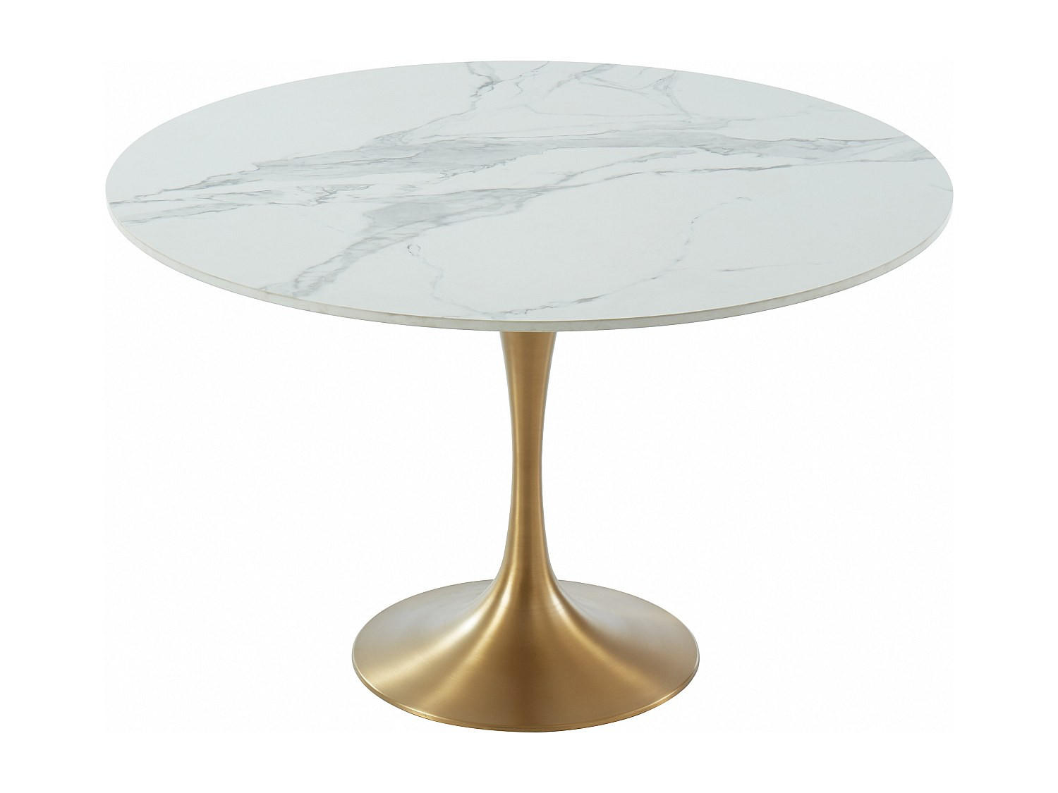ESSTISCH rund - Marmor & Metall - Weiß & Goldfarben - NORAH - Weiß, Stein (120/120/73.5cm) - Vente-Unique