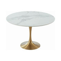 ESSTISCH rund - Marmor & Metall - Weiß & Goldfarben - NORAH - Weiß, Stein (120/120/73.5cm) - Vente-Unique